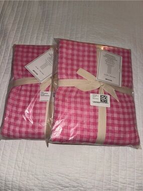 NWT H&M Pink Gingam Curtains